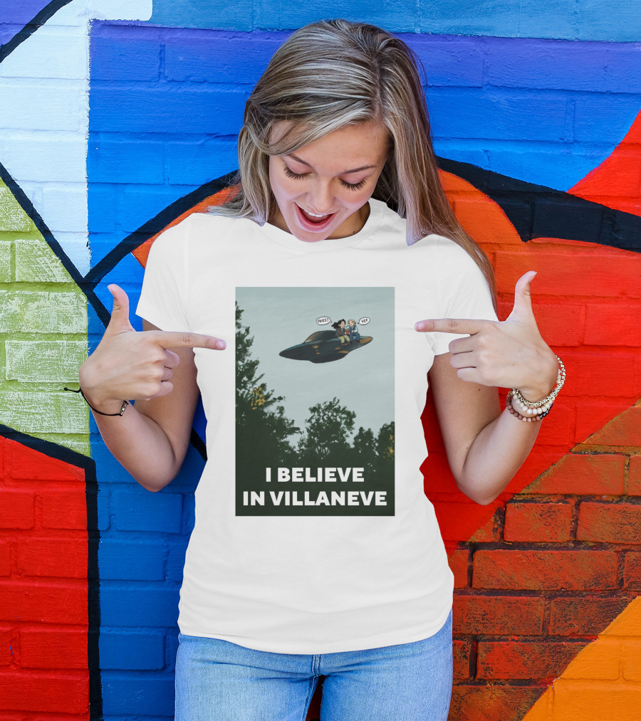 I Believe In Villaneve Trees UFO Scully Mulder Speech Bubbles T-Shirt