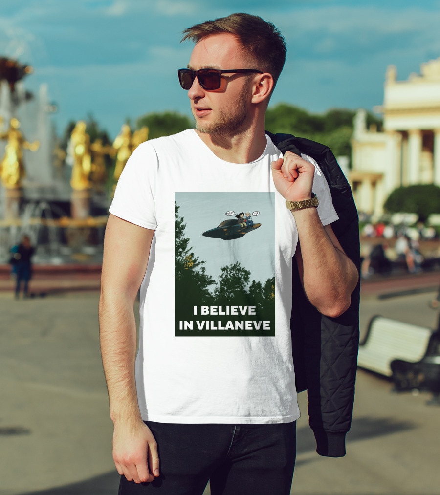 I Believe In Villaneve Trees UFO Scully Mulder Speech Bubbles T-Shirt