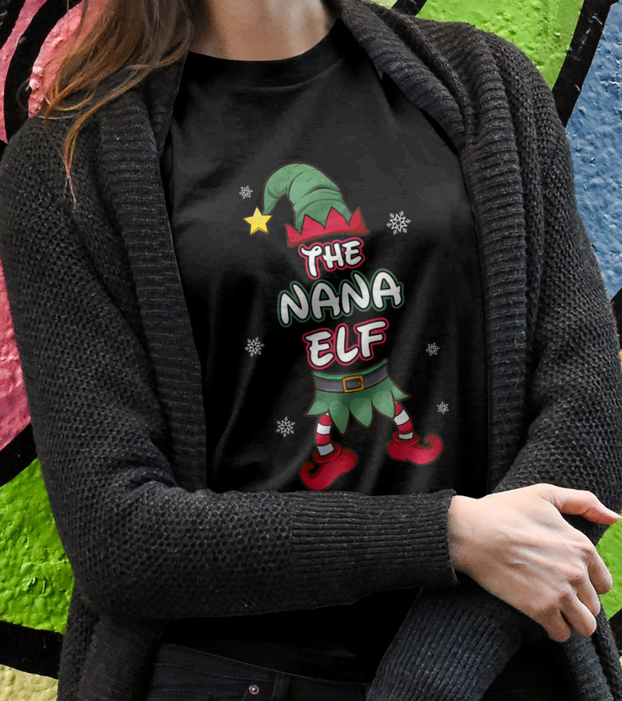 The Nana Elf Christmas Pajamas Pjs Matching Family Group Holiday T-Shirt