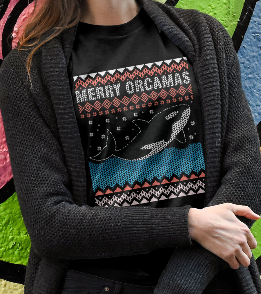 Merry Orcamas Ugly Christmas Orca Killer Whale T-Shirt