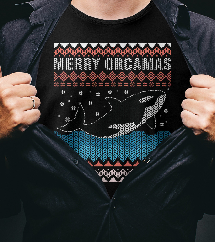 Merry Orcamas Ugly Christmas Orca Killer Whale T-Shirt
