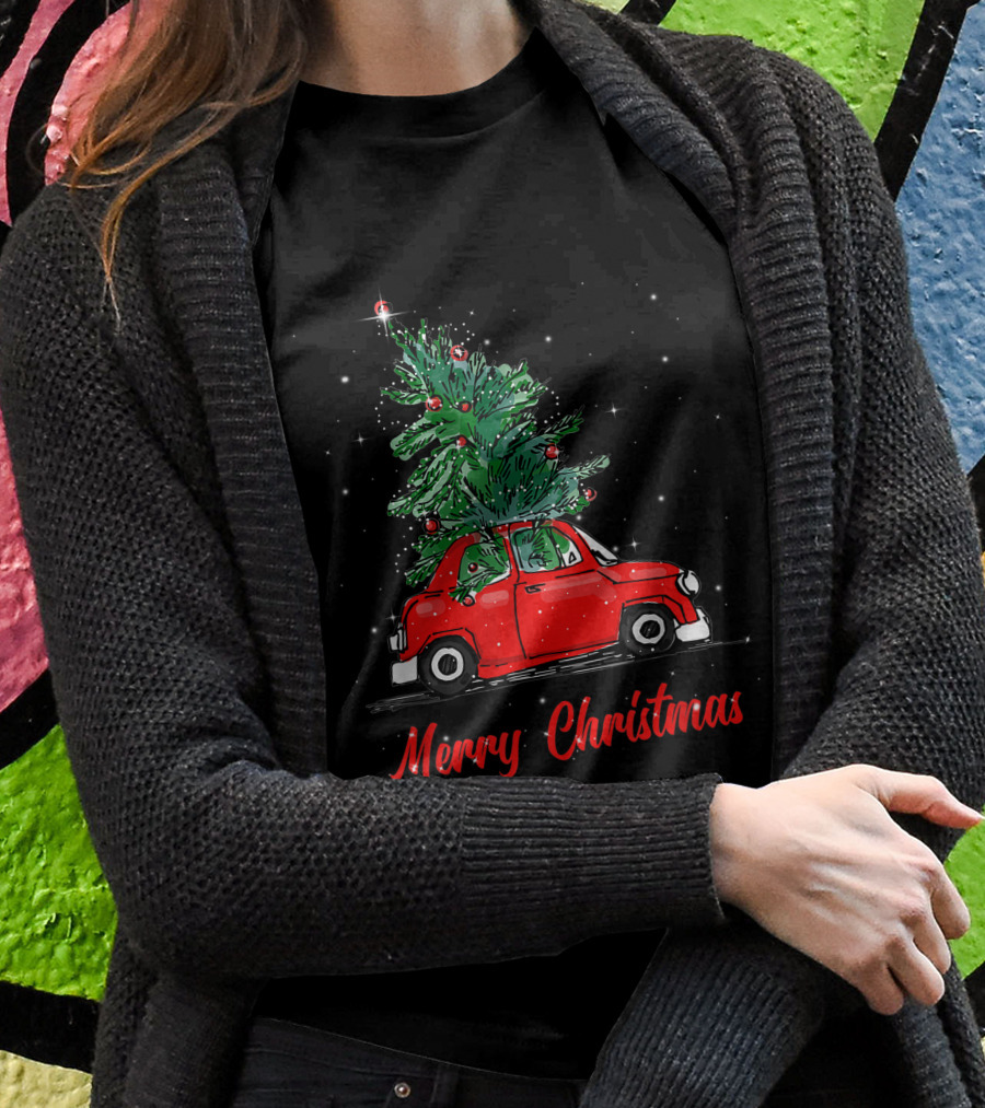 Merry Christmas Red Truck With Christmas Tree Pajama Gifts T-Shirt