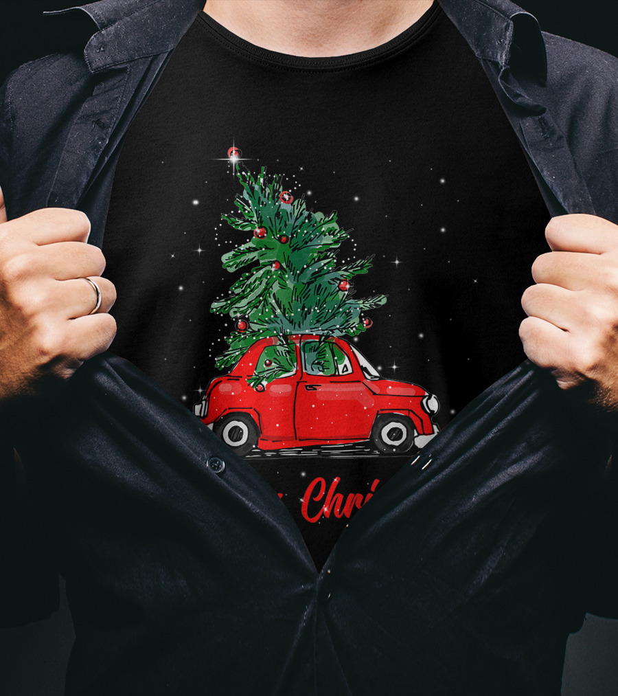 Merry Christmas Red Truck With Christmas Tree Pajama Gifts T-Shirt