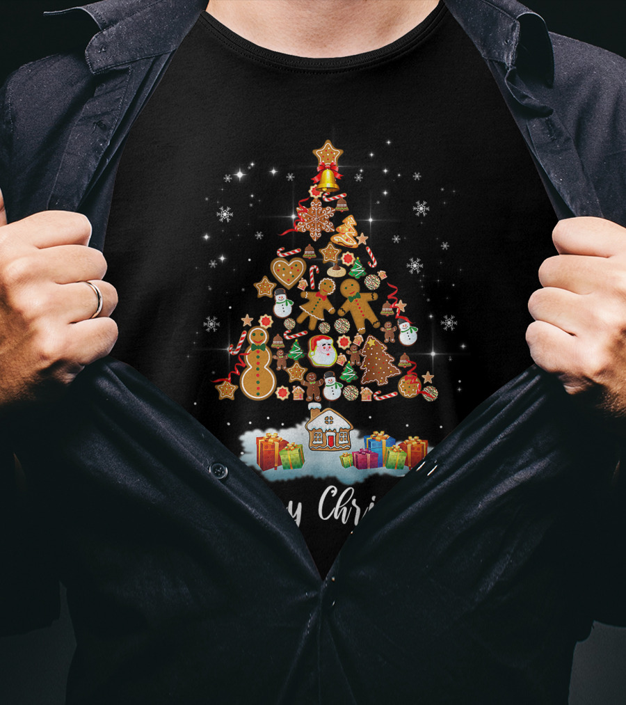Merry Christmas Gingerbread Men Xmas Tree Cookie Snowman Pajama Gift T-Shirt