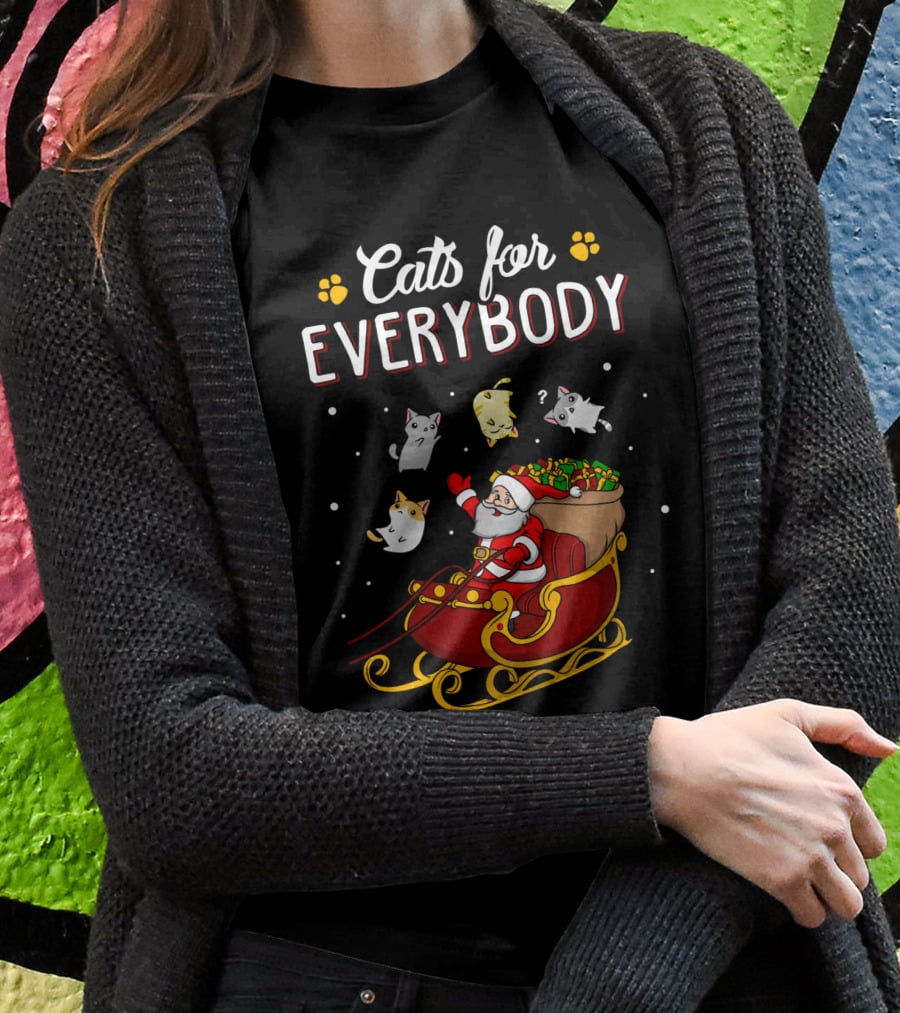 Cats For Everybody Santa Sleigh With Cats T-Shirt