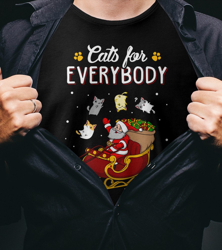 Cats For Everybody Santa Sleigh With Cats T-Shirt