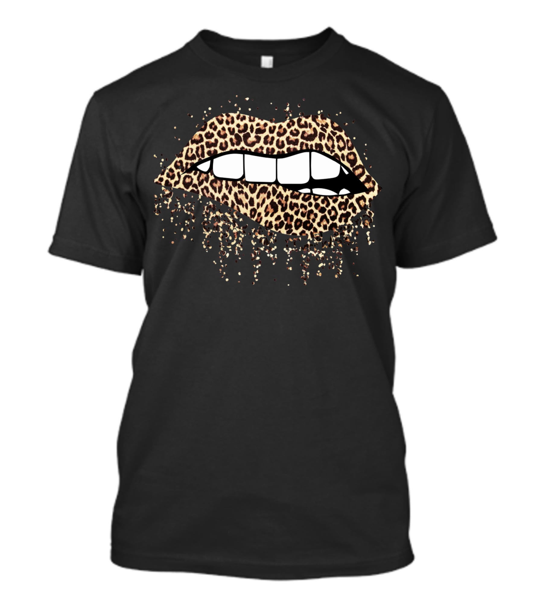 Cool Leopard Print Lips Bite Kiss Me Cheetah T-Shirt