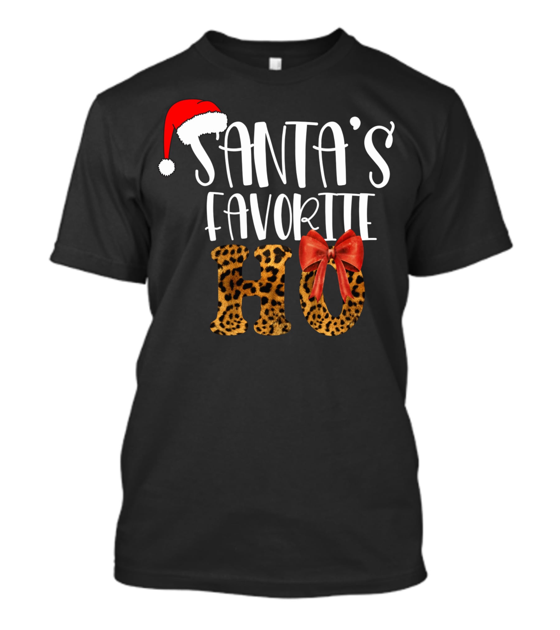 Santa's Favorite Ho Cheetah Print Christmas Holiday T-Shirt
