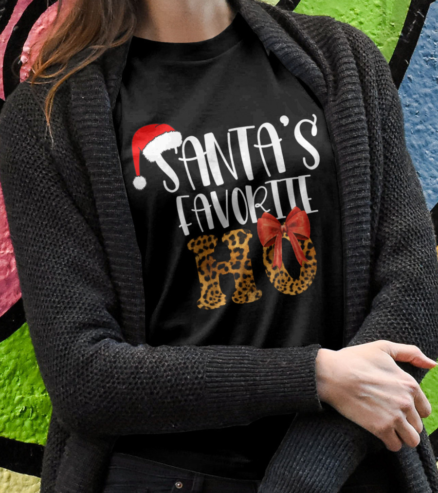 Santa's Favorite Ho Cheetah Print Christmas Holiday T-Shirt