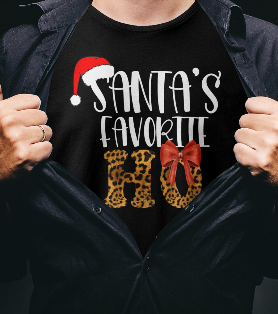 Santa's Favorite Ho Cheetah Print Christmas Holiday T-Shirt