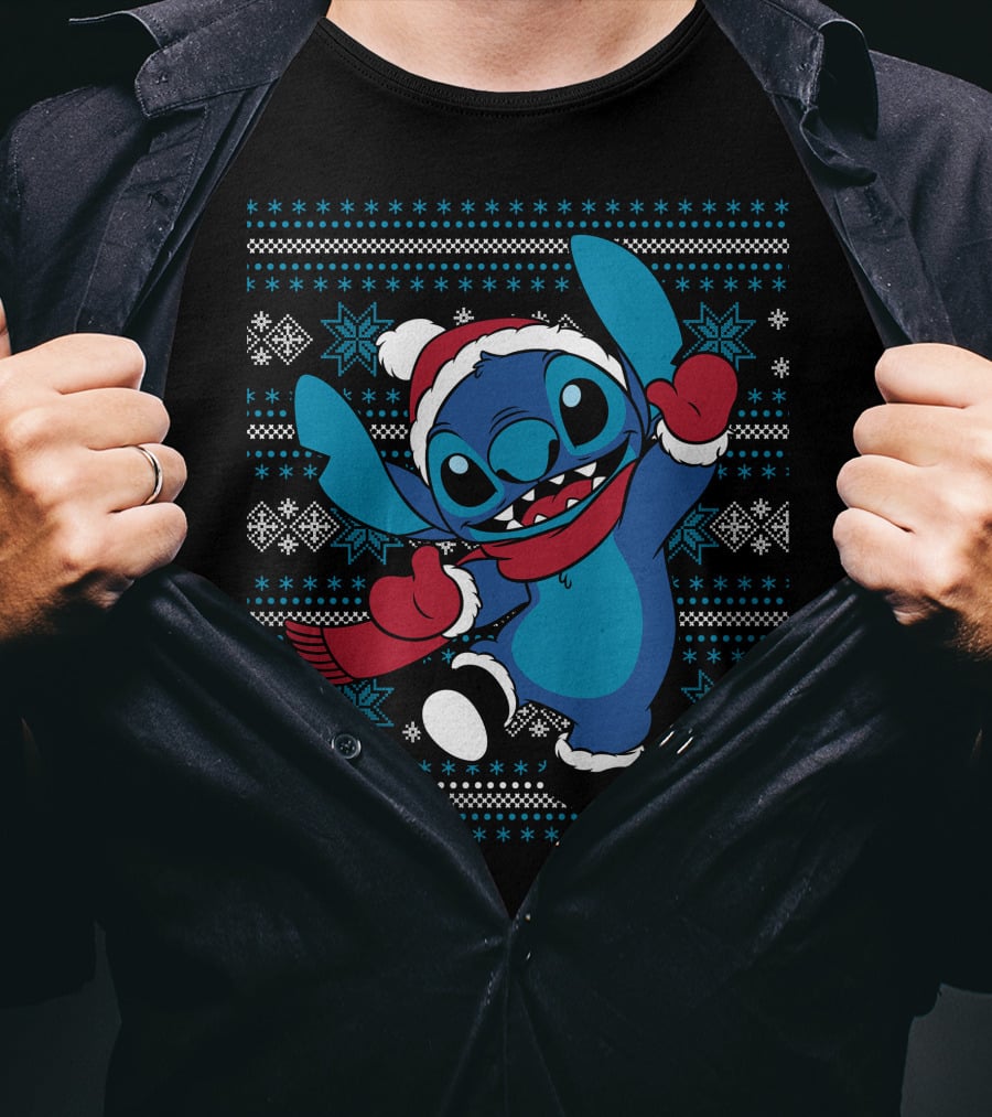 Disney Stitch Festive Christmas Holiday Cheer T-Shirt