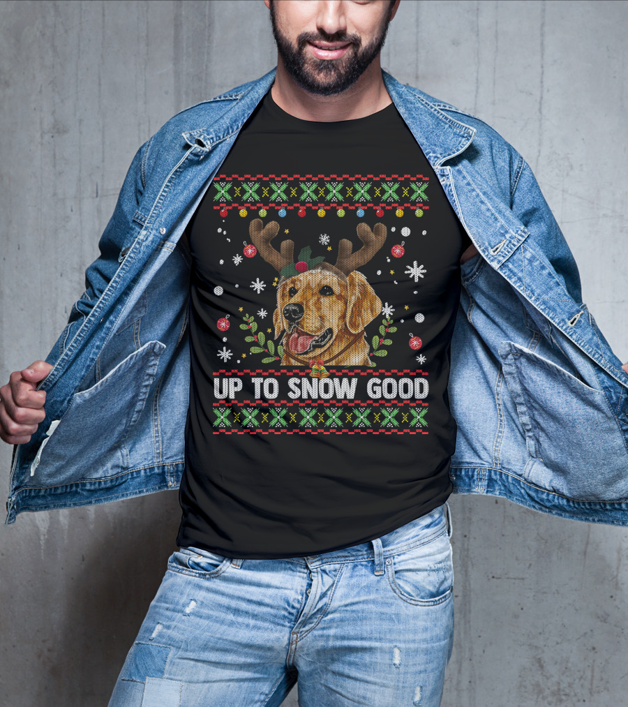 Golden Retriever Dog Reindeer Up To Snow Good T-Shirt