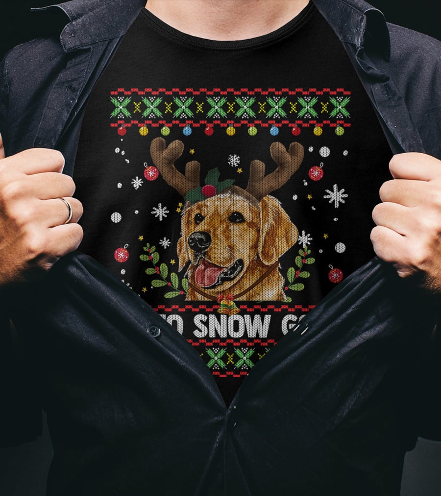 Golden Retriever Dog Reindeer Up To Snow Good T-Shirt
