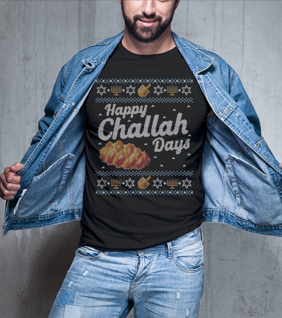 Hanukkah Happy Challah Days Menorah Star Of David Dreidel T-Shirt