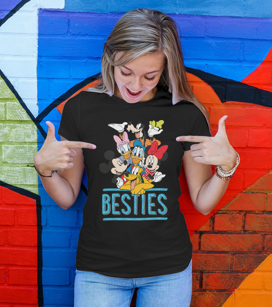Disney Besties Mickey Minnie Donald Daisy Goofy Pluto T-Shirt