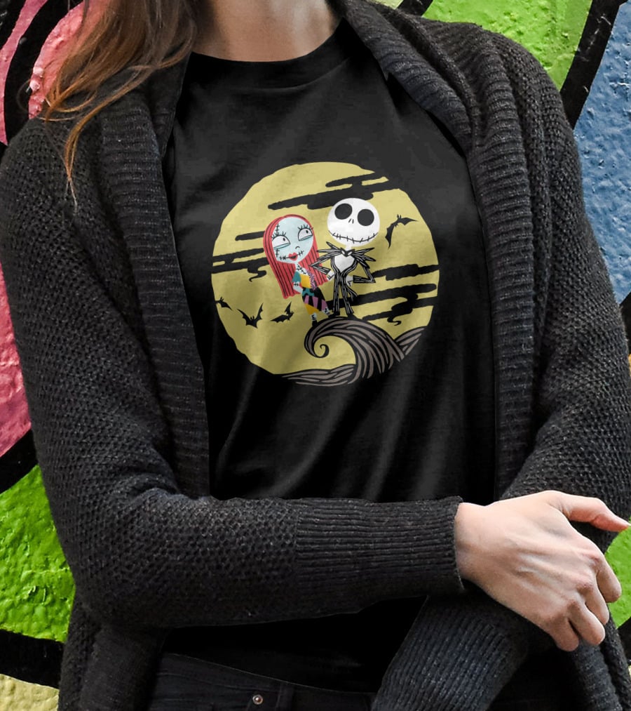 Disney Jack And Sally Moment Halloween Moon Scene T-Shirt