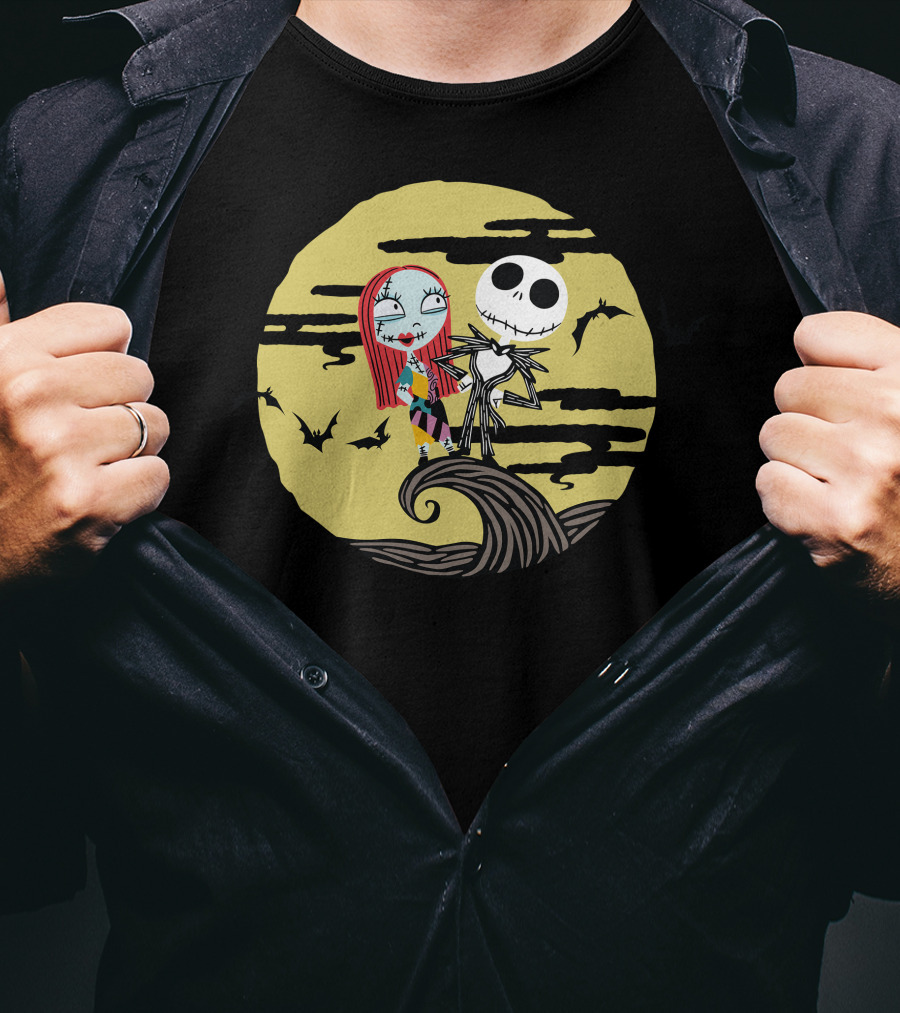 Disney Jack And Sally Moment Halloween Moon Scene T-Shirt
