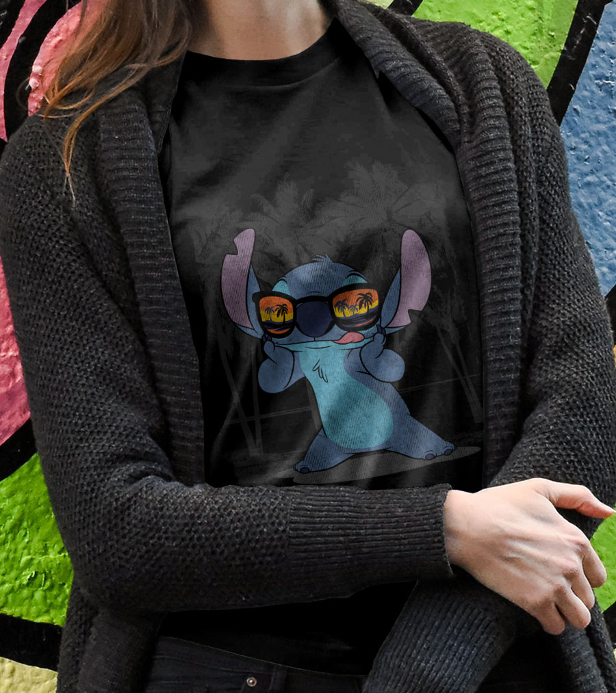 Stitch With Sunglasses Palm Trees Lilo And Stitch Hawaii Disney T-Shirt