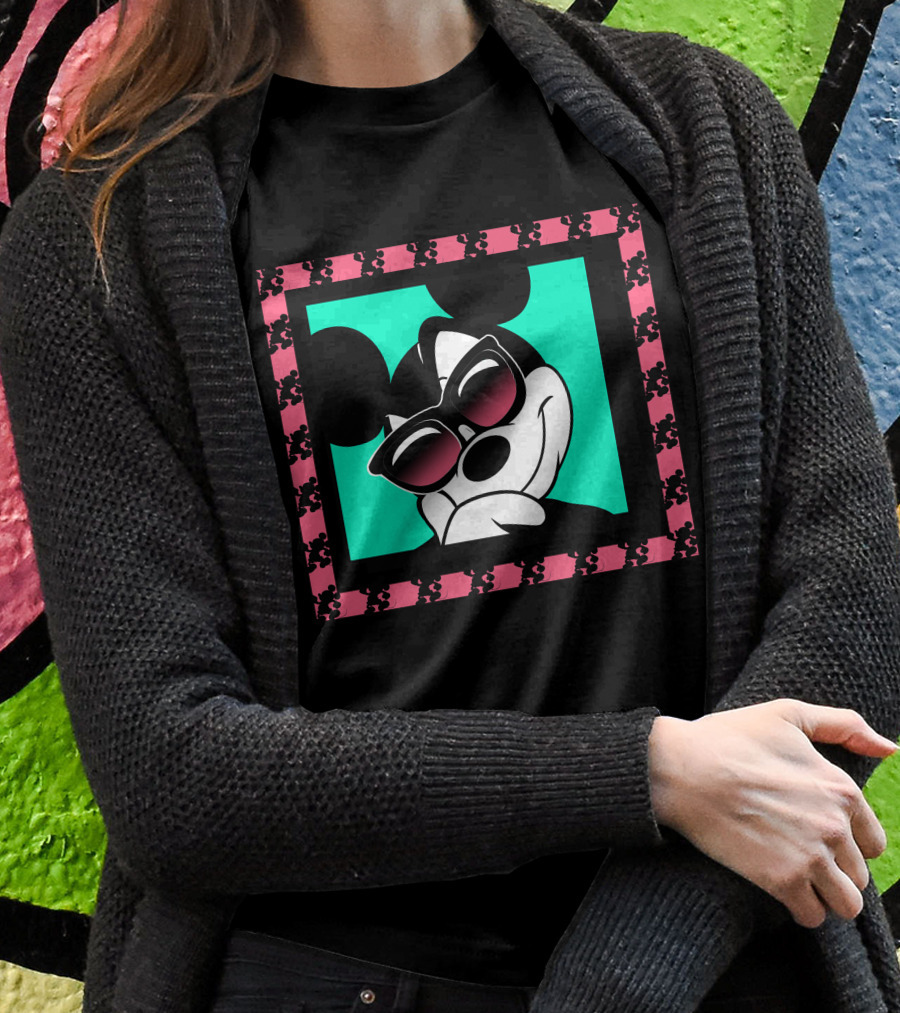 Mickey Mouse Cool Shades Neon Border T-Shirt