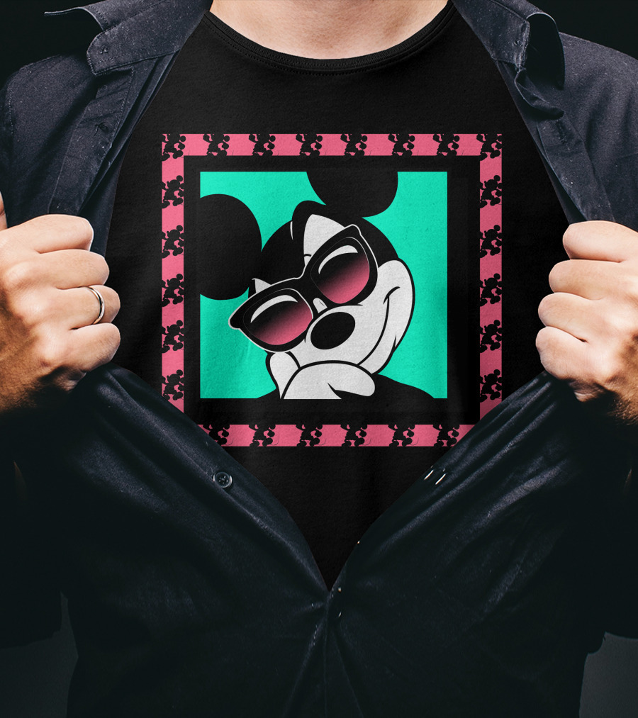 Mickey Mouse Cool Shades Neon Border T-Shirt