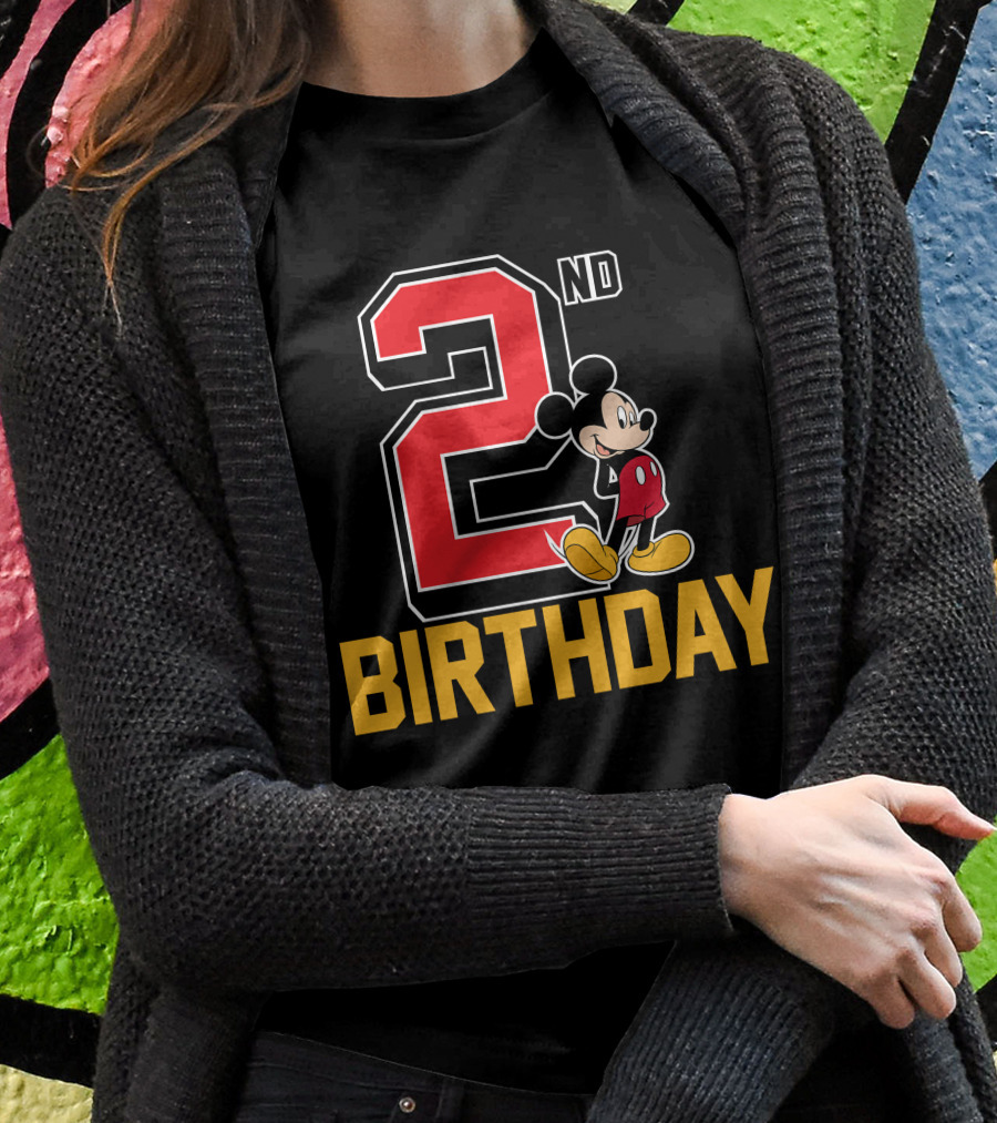 Mickey Mouse 2nd Birthday Celebration With Disney Themes T-Shirt