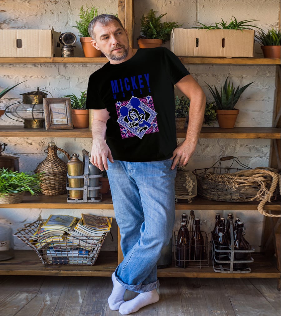 Mickey Mouse Neon Aztec Pattern Palms T-Shirt
