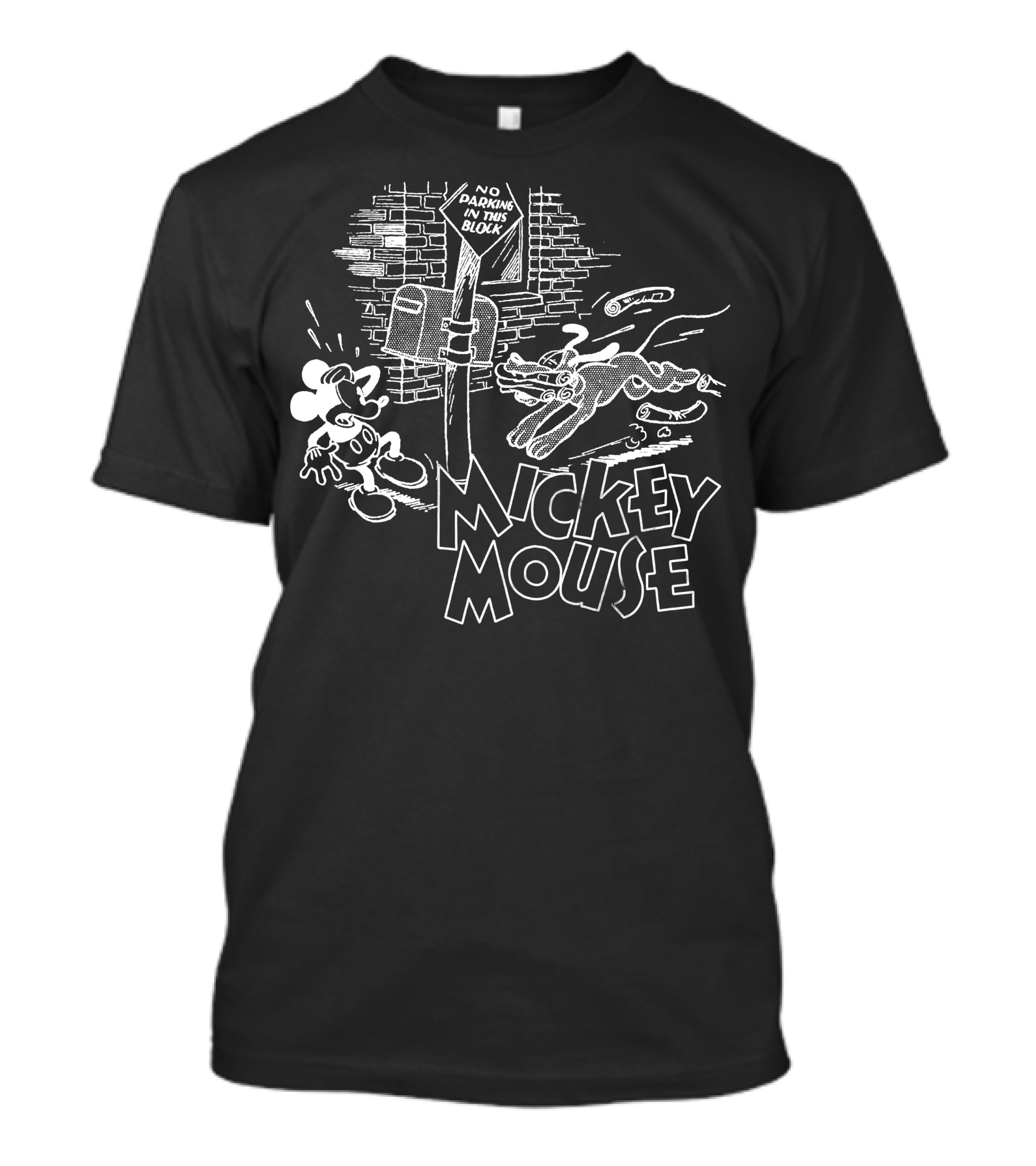 Mickey Mouse Street Comic No Parking Sign T-Shirt