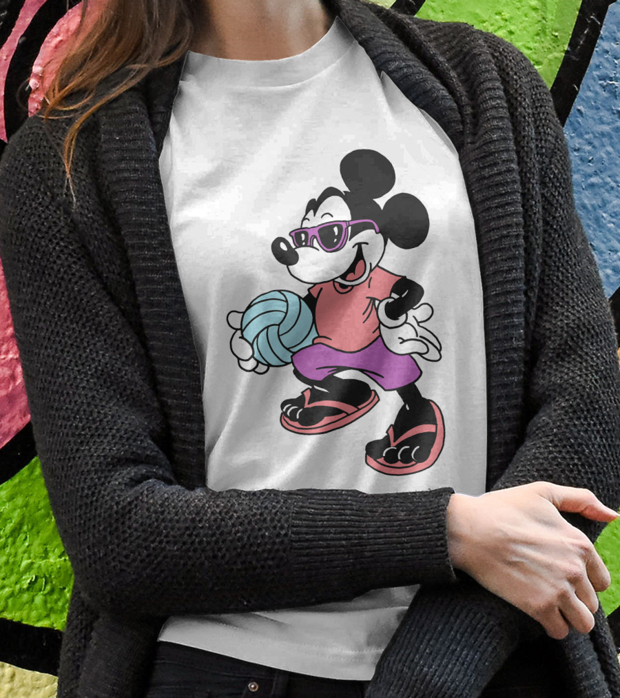 Disney Mickey Mouse Sunglasses Volleyball Playa Vibes T-Shirt