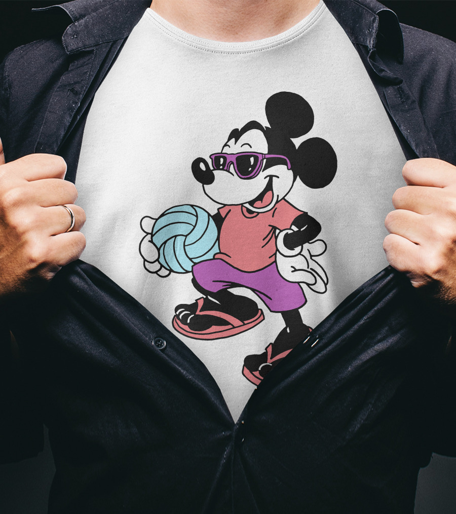 Disney Mickey Mouse Sunglasses Volleyball Playa Vibes T-Shirt