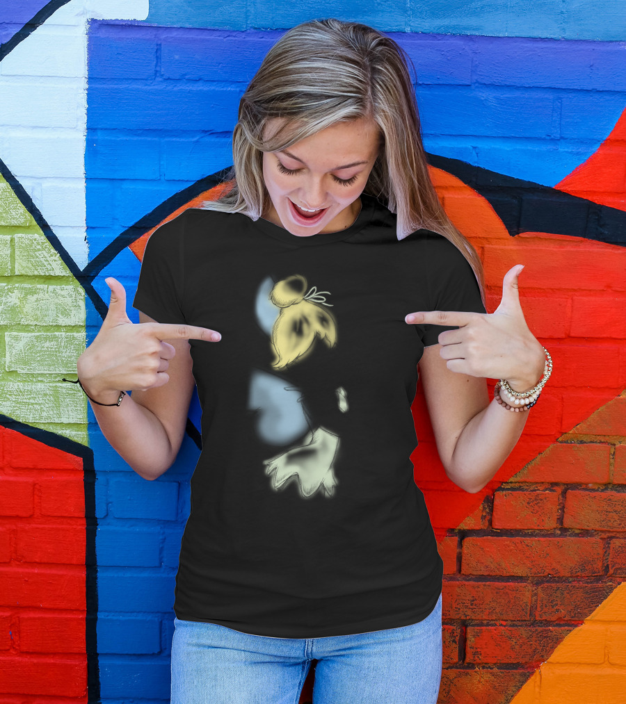 Disney Peter Pan Tinkerbell Black Airbrush Sketch Stars T-Shirt