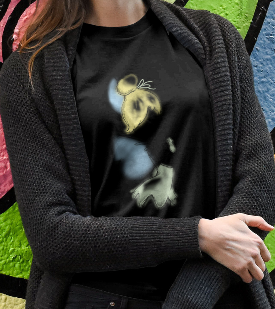 Disney Peter Pan Tinkerbell Black Airbrush Sketch Stars T-Shirt