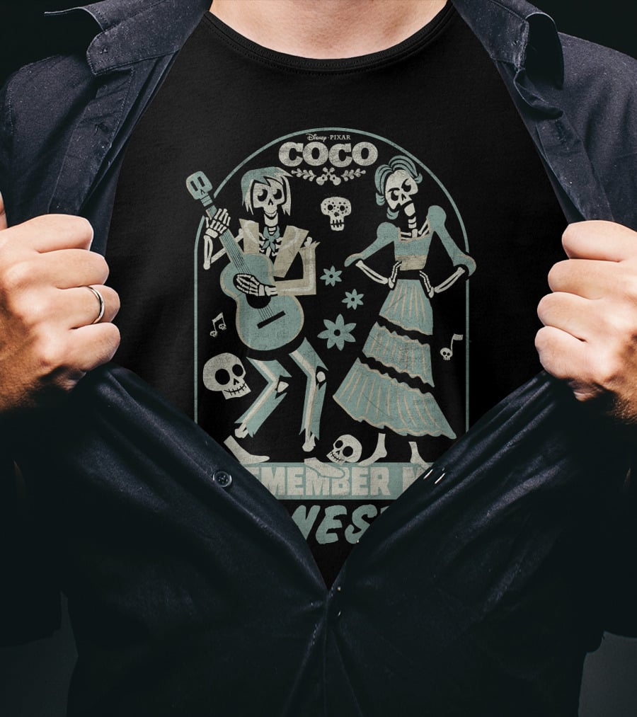 Disney Pixar Coco Remember Me Ernesto Skeleton Guitar T-Shirt