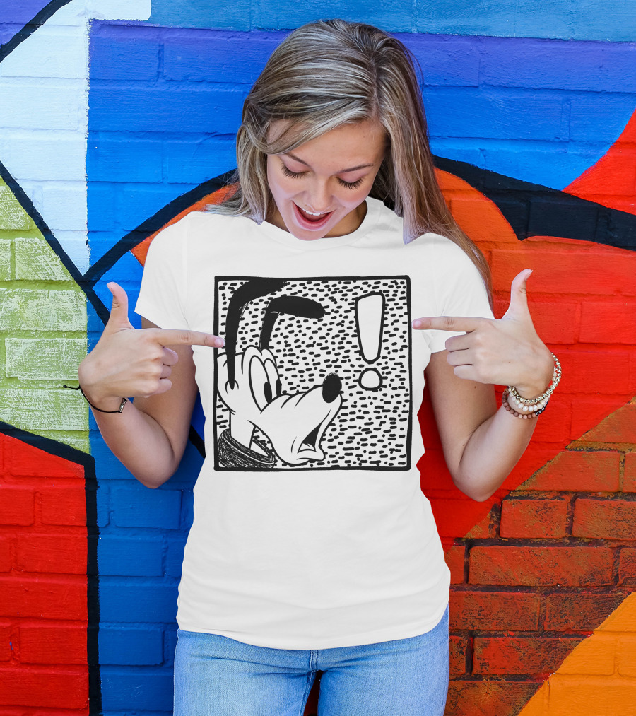 Disney Pluto Shocked Exclamation Point Reaction T-Shirt