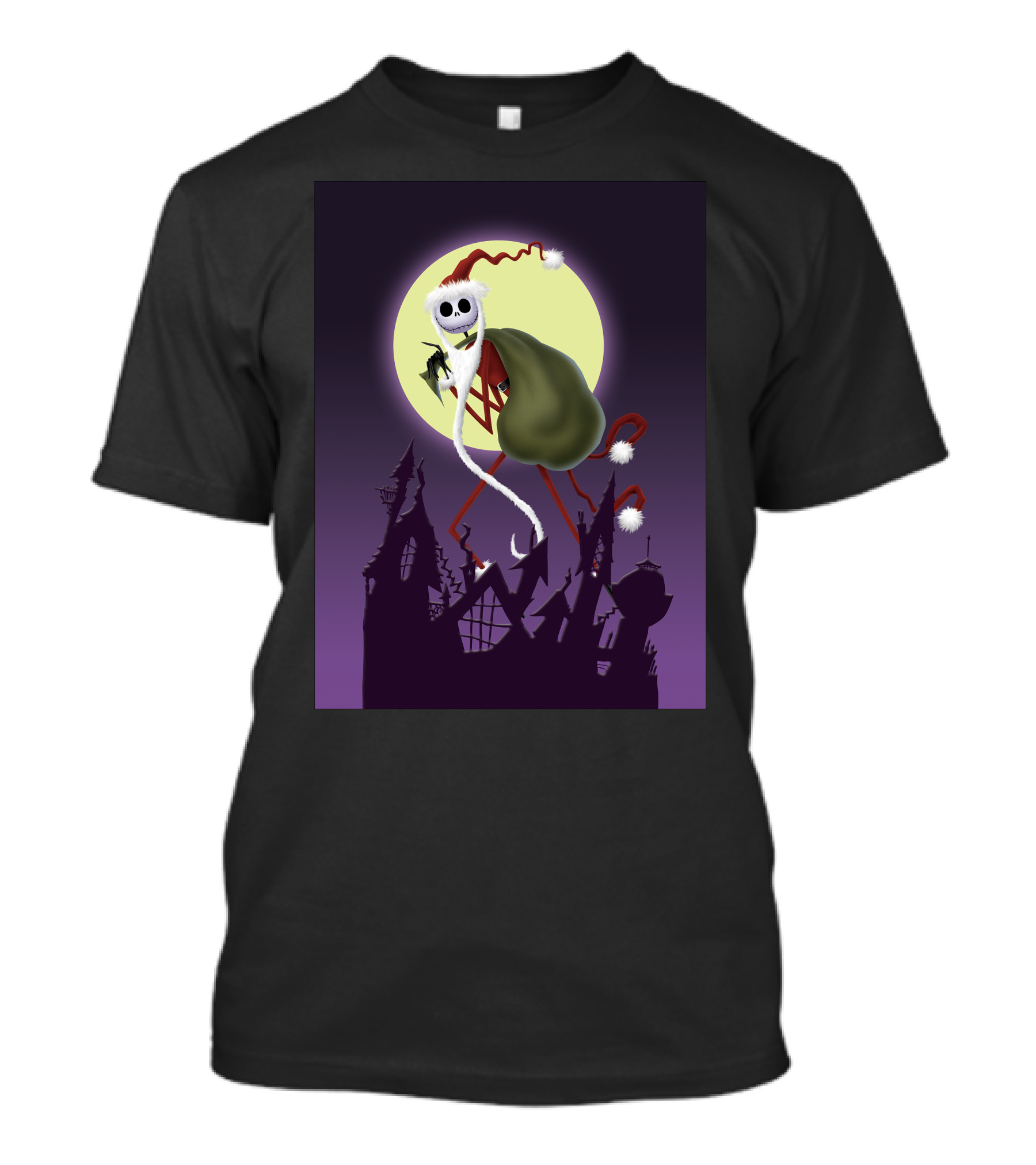 Disney Skellington Claus Jack Skellington Santa Christmas Moon T-Shirt