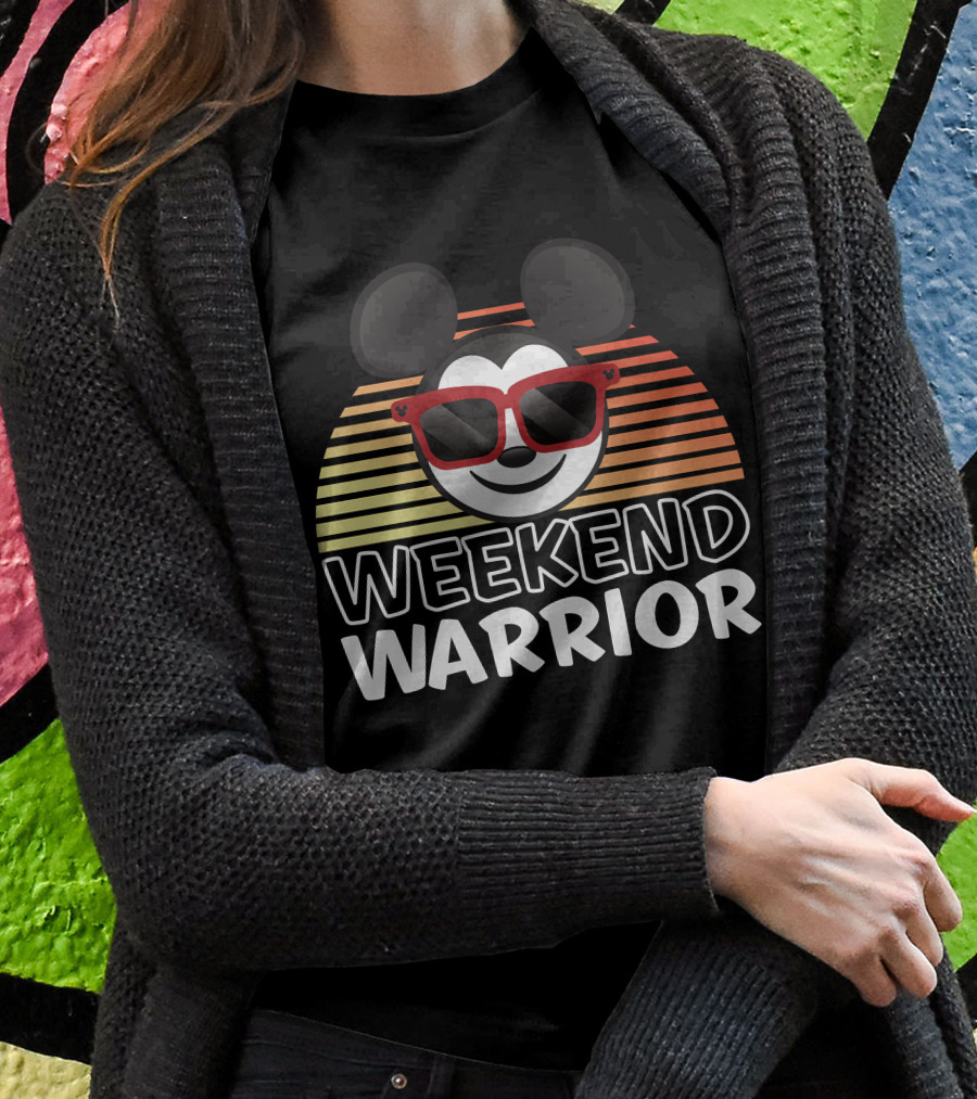 Disney Weekend Warrior Mickey Mouse Retro Sunburst Sunglasses T-Shirt