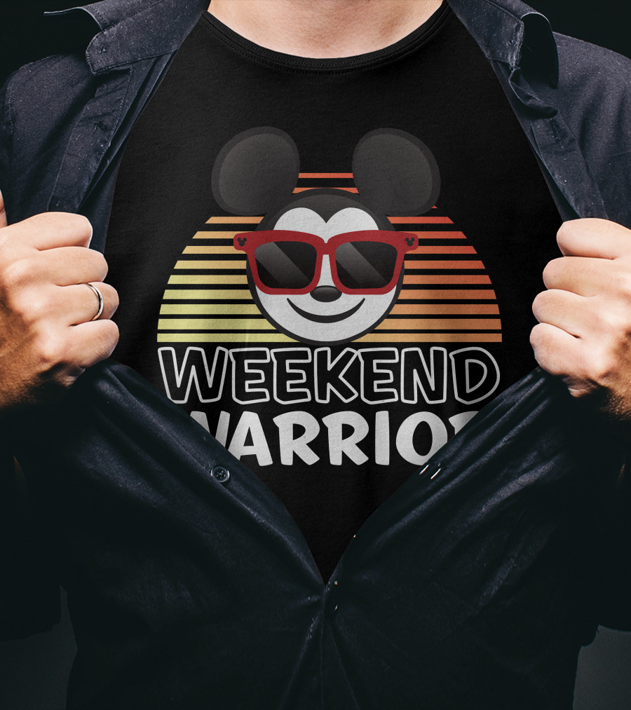 Disney Weekend Warrior Mickey Mouse Retro Sunburst Sunglasses T-Shirt