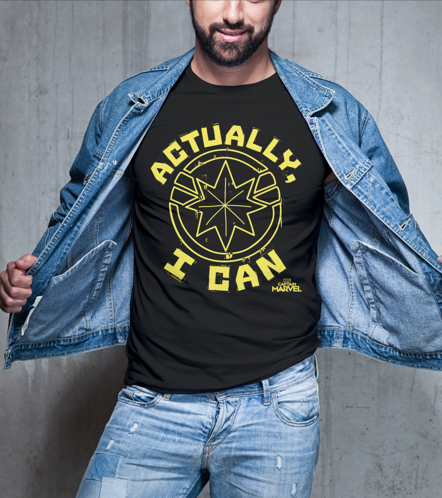 Captain Marvel Actually I Can Yellow Starburst T-Shirt