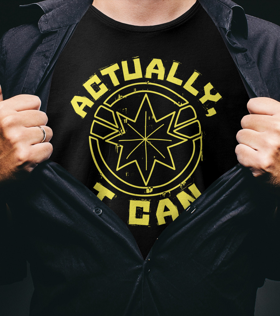 Captain Marvel Actually I Can Yellow Starburst T-Shirt
