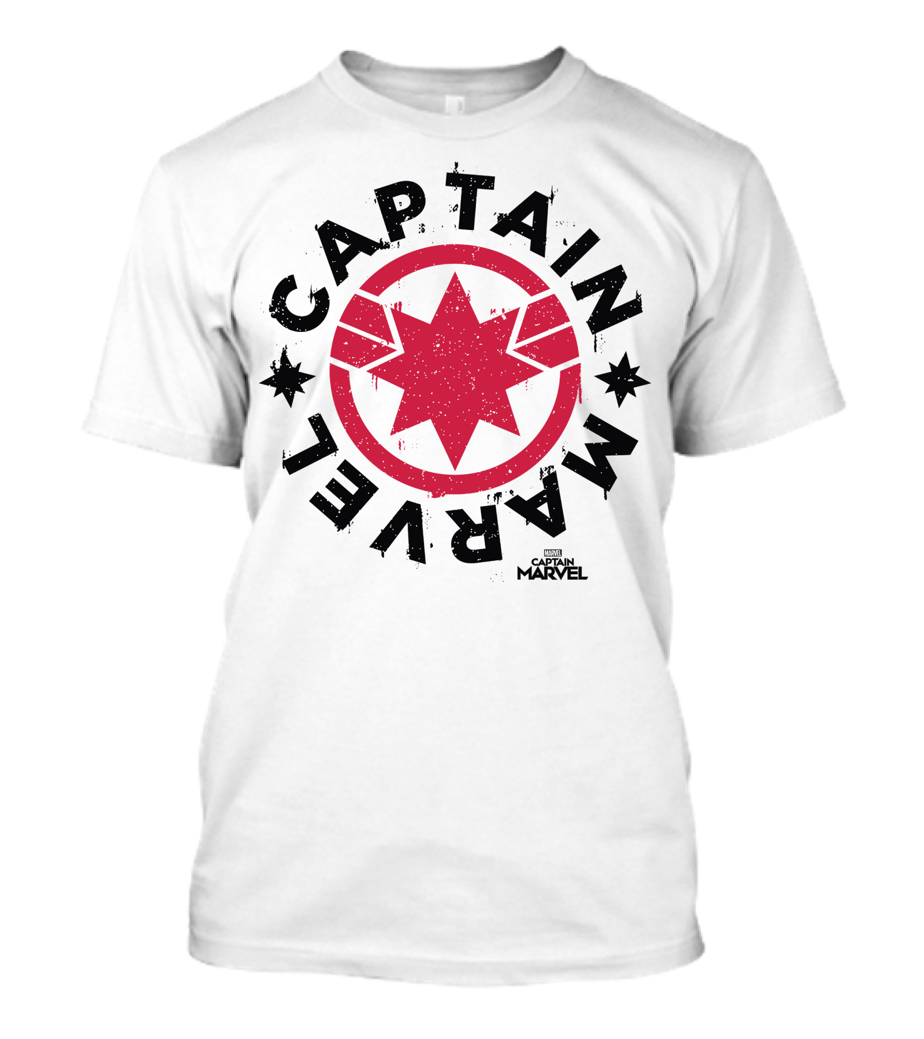 Captain Marvel Red Circle Star Emblem Distressed T-Shirt