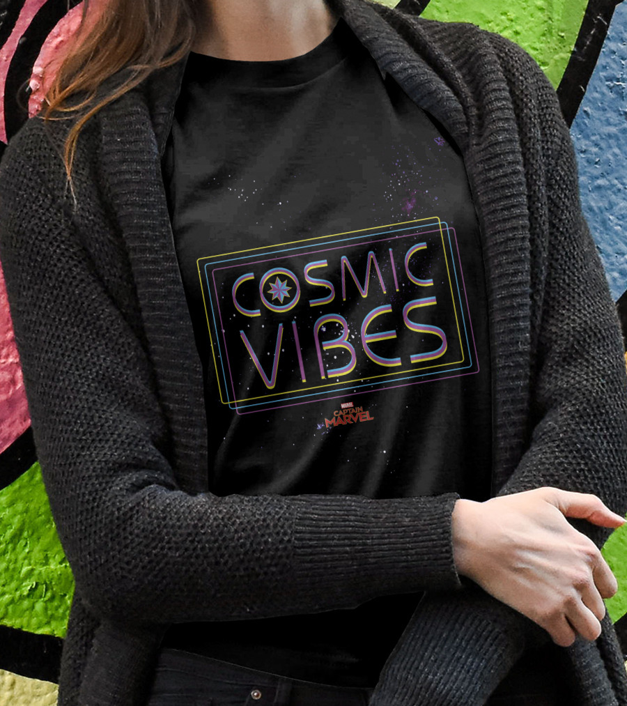 Captain Marvel Cosmic Vibes Galaxy Neon Marvel T-Shirt