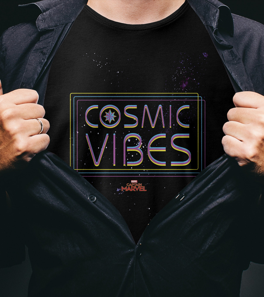 Captain Marvel Cosmic Vibes Galaxy Neon Marvel T-Shirt