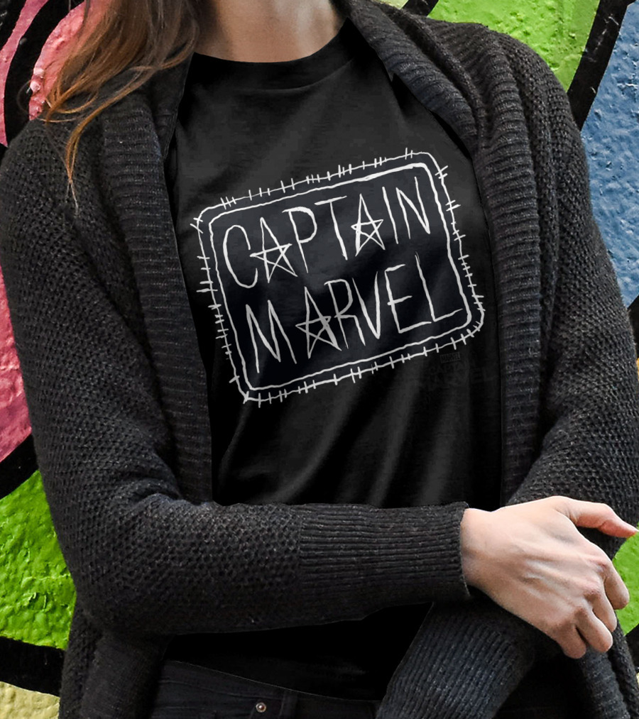 Captain Marvel Star Sketch Patch T-Shirt