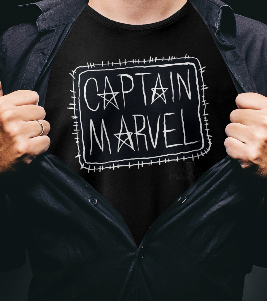 Captain Marvel Star Sketch Patch T-Shirt