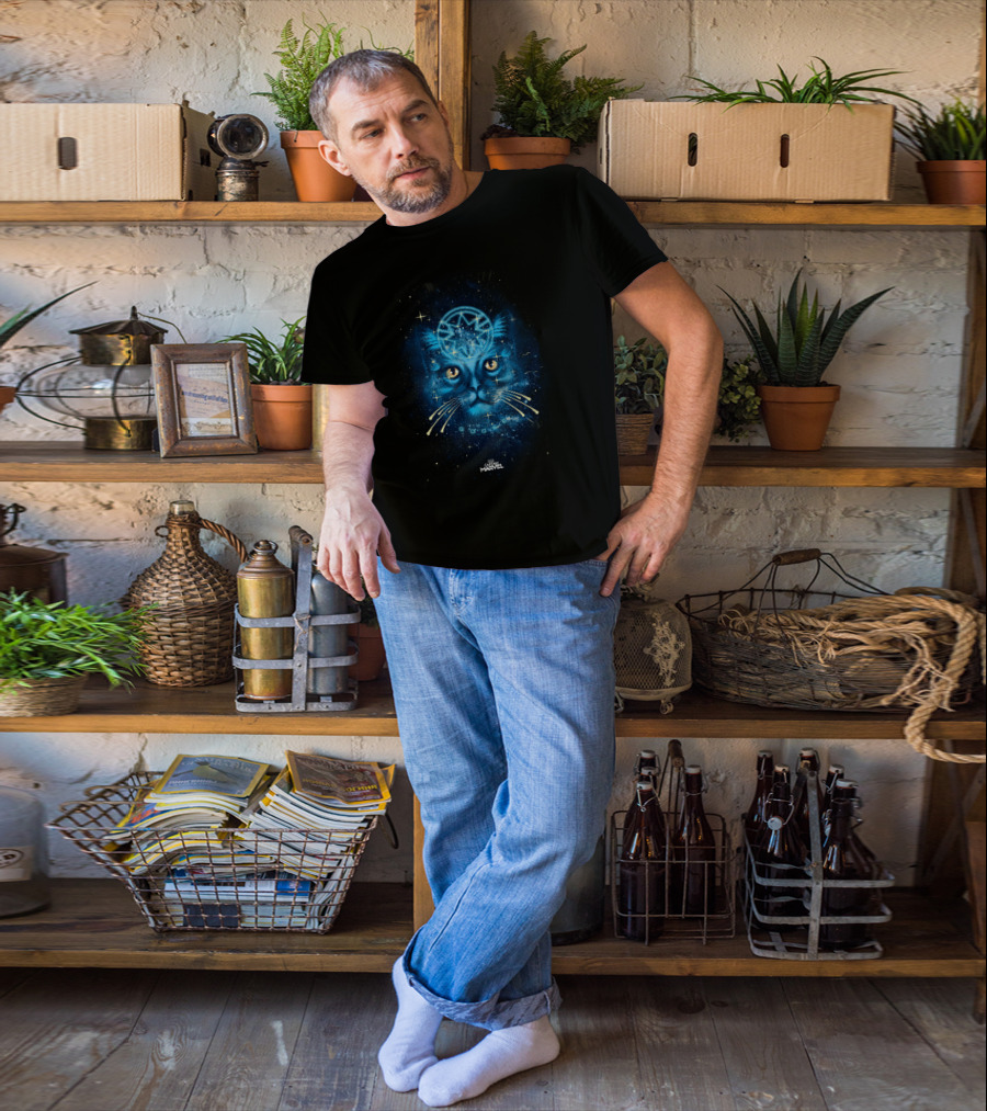 Captain Marvel Goose Cat Starry Blue Cosmic T-Shirt