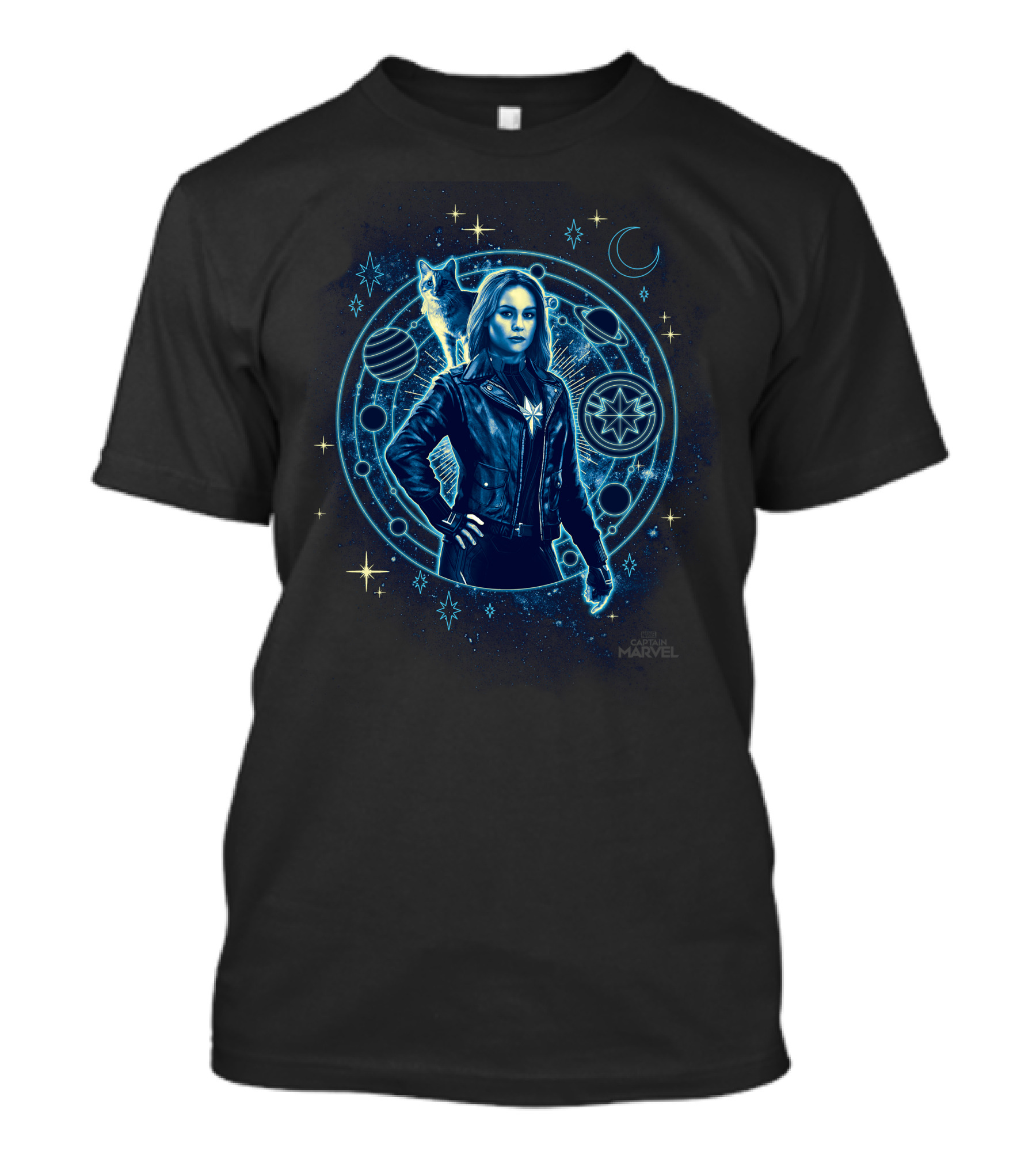 Captain Marvel Goose Cosmic Geometric Circle Space Adventure T-Shirt