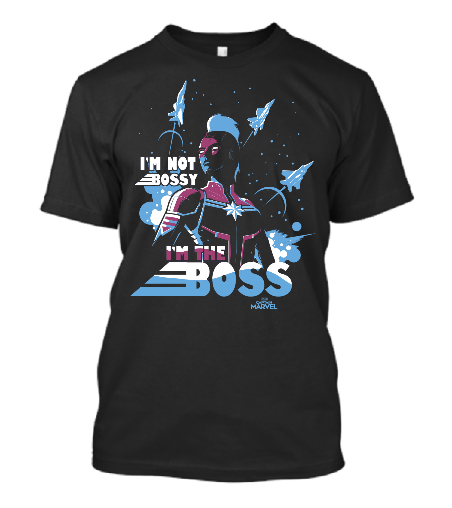 Captain Marvel I'm Not Bossy I'm The Boss Space Blue Red T-Shirt