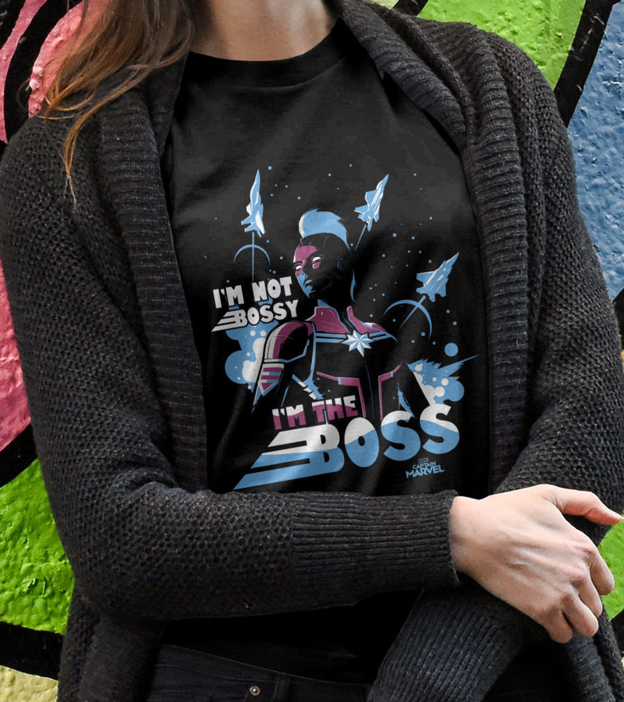 Captain Marvel I'm Not Bossy I'm The Boss Space Blue Red T-Shirt
