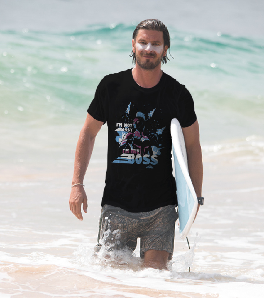 Captain Marvel I'm Not Bossy I'm The Boss Space Blue Red T-Shirt