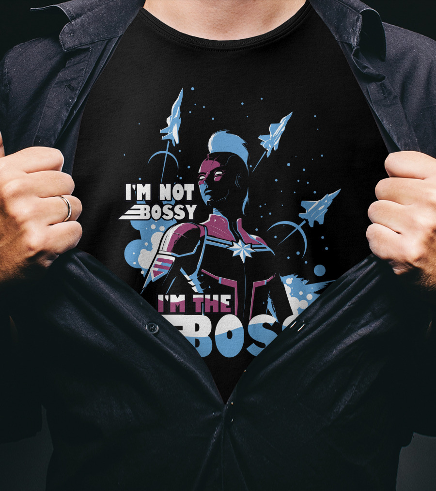 Captain Marvel I'm Not Bossy I'm The Boss Space Blue Red T-Shirt