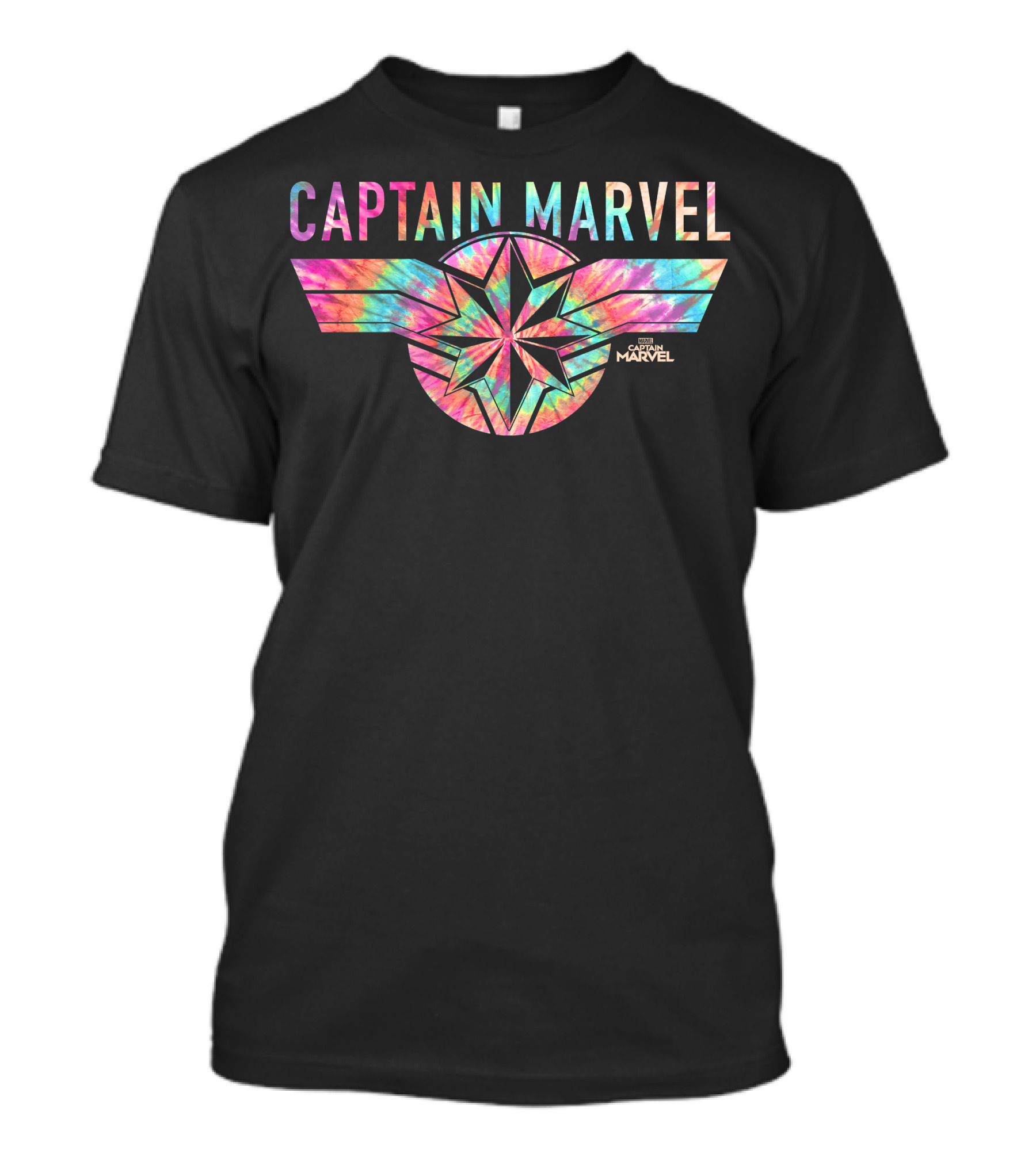 Captain Marvel Star Emblem Tie Dye Banner T-Shirt